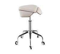 Generico Sgabello A Sella, Sedia Elevatrice Girevole A 360°, Sedia Da Salone A Sella Mobile, For Ufficio Domestico, Barbiere, Altezza Regolabile 52-67 Cm(White)