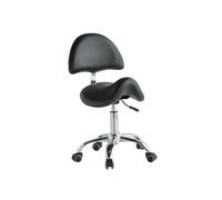 Generico Sgabello Con Sella Rotolante, Sedile Girevole In Pelle, Rotolamento Liscio Facile Da Regolare, Può Scegliere O Senza Schienale(Black,49-64cm+29cm)