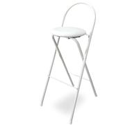 Generico Sgabello da Bar Pieghevole Nero con Cuscino in Pelle PU Imbottito a Spugna, Sedia da Colazione for Risparmiare Spazio for Cucina, Balcone, Sala da Pranzo(White,30 inch (75cm))