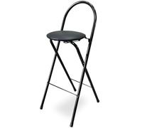 Generico Sgabello da Bar Pieghevole Nero con Cuscino in Pelle PU Imbottito a Spugna, Sedia da Colazione for Risparmiare Spazio for Cucina, Balcone, Sala da Pranzo(Zwart,30 inch (75cm))