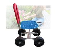 Generico Sgabello da Giardinaggio con Ruote,Portata 150 kg,Altezza Regolabile,Assistente da Giardino con Schienale Pieghevole,for Cortile E Patio(Blue,4 Wheels)