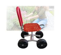 Generico Sgabello da Giardinaggio con Ruote,Portata 150 kg,Altezza Regolabile,Assistente da Giardino con Schienale Pieghevole,for Cortile E Patio(Red,4 Wheels)