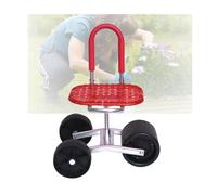 Generico Sgabello da Giardinaggio con Ruote,Portata 150 kg,Altezza Regolabile,Assistente da Giardino con Schienale Pieghevole,for Cortile E Patio(Red,3 Wheels)