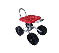 Generico Sgabello da Giardino con Ruote, Altezza Regolabile 22-36 Cm, Portata 150 kg, for Frutteti E Aziende Agricole(Red,4 Wheels)