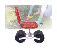 Generico Sgabello da Giardino con Ruote,Assistente for Giardinaggio con Schienale Pieghevole,Portata 150 kg,Altezza Regolabile 22-36 Cm,for Frutteti E Fattorie.(Red,2 Wheels)