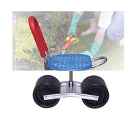 Generico Sgabello da Giardino con Ruote,Assistente for Giardinaggio con Schienale Pieghevole,Portata 150 kg,Altezza Regolabile 22-36 Cm,for Frutteti E Fattorie.(Blue,2 Wheels)