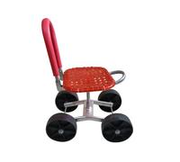 Generico Sgabello da Giardino con Ruote,Seduta da Giardinaggio,Portata 150 kg,Altezza Regolabile 22-36 Cm con Schienale Pieghevole,for Frutteti E Aziende Agricole(Red,4 Wheels)