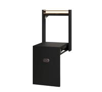 Generico Sgabello Pieghevole Montato a Parete con Gambe di Supporto risparmia Spazio per Il corridoio del camerino (Nero)
