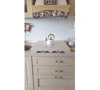 Generico SHABBY DESIGN - Coprifornelli in Plexiglass Trasparente o Colorato | Protezione Piano Cottura | Su Misura (Beige crema-avorio chiaro, Fascia 3 - da 58 a 60 cm)