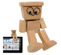 Generico Shaking Wooden Man Figurine, Action Man Wooden Ornaments For The Home, Wood Dolls Cars Desk Ornament, Magnetic Men Decorations For Car Dashboard, Home