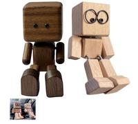 Generico Shaking Wooden Man Figurine,Handmade Shaking Feet Wooden Doll, Funny W-ooden Doll Car Dashboard Decorations S-haking, Portable Handmade Shakinges Feet Woodenes Dolls (2PCS1)