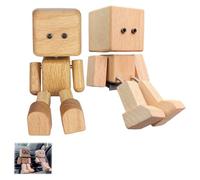 Generico Shaking Wooden Man Figurine,Handmade Shaking Feet Wooden Doll, Funny W-ooden Doll Car Dashboard Decorations S-haking, Portable Handmade Shakinges Feet Woodenes Dolls (2PCS4)