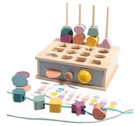 Generico Shape Sorter Toy, Fine Motor Game, Wooden Sequencing Blocks, Matching Lacing Beads, Ideal for Children Learning, STEM Development, 1+ Year Old Growth, Great for Boys’ Playtime