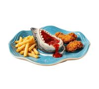 Generico Shark Charcuterie Board Ceramic Funny Sauce Compartment Dish