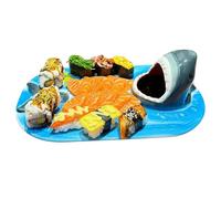 Generico Shark Sushi Plate - Scratch Resistant Tray for Dinner Party | Ceramic Material, Dishwasher Safe, Hand Painted Finish, 34cm Length, 20cm Width, 10.5cm Height, Blue Gray White Pink, Home