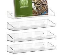 Generico Shelves for Room Wall - Clear Acrylic Floating Organizer Display Rack for Makeup | Invisible Storage Ledge with Polished Safety Edges & Easy Mounting Hardware for Book, Perfume and Decor