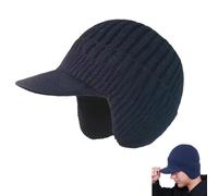 Generico Sherum Cozyhead Beanie Winter Men Knit, Sherum Cozyhead Hat, Warm Ear Protection with Brim And Ear, for Outdoor Cold (Blue)