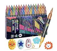 Generico Shimmer Ink Pens - Twin Tip Water Based Glitter Set, Glitter Markers for Scrapbooking Art, Gloss Paint Pens with Smooth Flow, Creative Tools, Glow Pen for Home and School
