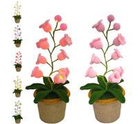 Generico Shimmernest Lilyglow Flowers, Eternalbloom Lily Night Lamp of The Valley Lamp, Crochet Artificial Flower with 7 Little Night Lights,Crocheted Creative Desktop Ornaments (Pink warm light)