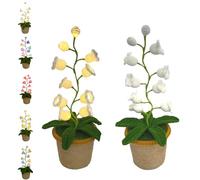 Generico Shimmernest Lilyglow Flowers, Eternalbloom Lily Night Lamp of The Valley Lamp, Crochet Artificial Flower with 7 Little Night Lights,Crocheted Creative Desktop Ornaments (White warm light)