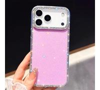 Generico Shiny Little Stars Glitter Diamond Clear Phone Case for iPhone, Bling Diamond Star Clear Glitter Sparkle Anti-Drop Full Protection for iPhone17/16/15 Pro Max (Purple,17Pro)