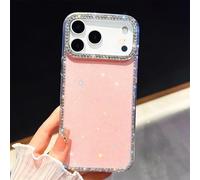 Generico Shiny Little Stars Glitter Diamond Clear Phone Case for iPhone, Bling Diamond Star Clear Glitter Sparkle Anti-Drop Full Protection for iPhone17/16/15 Pro Max (Pink,15)