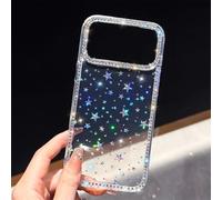 Generico Shiny Little Stars Glitter Diamond Clear Phone Case for iPhone, Bling Diamond Star Clear Glitter Sparkle Anti-Drop Full Protection for iPhone17/16/15 Pro Max (Stars,17Air)