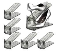 Generico Shoe Slot Organizer, 6 Piece Risers Closet Shelf, Non-Slip Stackable Double-Layer Shoe Holder with Adjustable Height for Storage in Garage, Door Entry, Wall, Bed, or Dorm Room