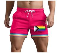 Generico Short Molto Corti con Dettagli Arcobaleno E Tasche per Uomo Estivi Modello Larghi con Coulisse per Sport Corsa A Gamba Dritta E Spiaggia Pantaloni Corti Compressivi(L)