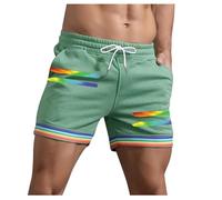 Generico Short Molto Corti con Dettagli Arcobaleno E Tasche per Uomo Estivi Modello Larghi con Coulisse per Sport Corsa A Gamba Dritta E Spiaggia Pantaloni Corti Compressivi(Green, XXXXL)