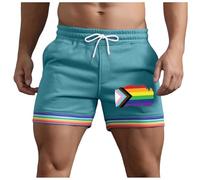 Generico Short Molto Corti con Dettagli Arcobaleno E Tasche per Uomo Estivi Modello Larghi con Coulisse per Sport Corsa A Gamba Dritta E Spiaggia Pantaloni Corti Compressivi(Mint Green, XXXL)