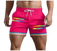 Generico Short Molto Corti con Dettagli Arcobaleno E Tasche per Uomo Estivi Modello Larghi con Coulisse per Sport Corsa A Gamba Dritta E Spiaggia Pantaloni Corti Compressivi(XXXL)