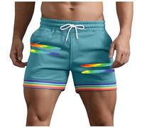 Generico Short Molto Corti con Dettagli Arcobaleno E Tasche per Uomo Estivi Modello Larghi con Coulisse per Sport Corsa A Gamba Dritta E Spiaggia Pantaloni Corti Compressivi(Mint Green, XXL)