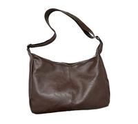 Genérico Shoulder Slouchy Handbag - Chic Casual Style, Brown Black Tones Hobo Shape, 22 x 30 x 10 cm Medium Size + 120 cm Strap, Soft PU Leather Vegan Material - For Everyday Work & Travel Commuting
