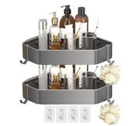 Generico Shower Shelf, Bathroom Rack, Strong Grip Easy Installation Sturdy Frame Modern Design Water Drainage Lightweight Build, Corner Shelf for Rv, Apartment, Home, Dormitory, Bathtub