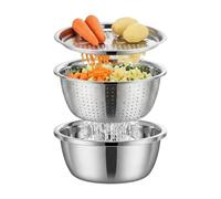 Generico Shredding Steel Bowl, Drainage Washing Basket, Grater Multi Basin Stainless Kitchen Tool, for Salad Vegetables Baking Cooking Food Prep Kitchen Use Diameter 26cm/10.24inches