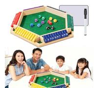 Generico Shut The Box - 4/6 Players Wooden Dice Board Game,with Scoreboard and Pen,Promotes Math Skills,Travel Funny Family Games-Shut The Box Board Game (6 giocatori)