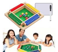 Generico Shut The Box - 4/6 Players Wooden Dice Board Game,with Scoreboard and Pen,Promotes Math Skills,Travel Funny Family Games-Shut The Box Board Game (4 giocatori)