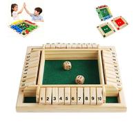 Generico Shut The Box Game, Four-Sided Flip Card Game Toys, Shut The Box Wooden Board for 2-4 Players, for Classroom,Home,Party (Green)