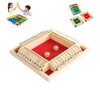Generico Shut The Box Game, Four-Sided Flip Card Game Toys, Shut The Box Wooden Board for 2-4 Players, for Classroom,Home,Party (Red)