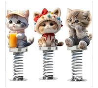 Generico Shy Kitty Bobble, Cute Cat Car Dashboards Accessories, Fun Bouncing Shaking Dashboard Decor, For Car Desk Home(3pcs)