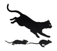 Genérico Silhouette Di Di Perseguimento Del - Silhouette Di Topo Di Gatto) Decorazione Del Patio Di Gatto, 3X Inserto Da Giardino Decorativo, Topi Design Con Il Patio D'Arte Esterna,