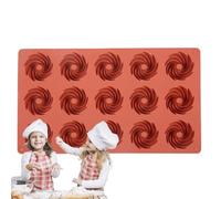 Generico Silicone Candy Baking Mold - 15 Cavities Spiral Shape Chocolate Dessert Tray Flexible Non Stick Cookie Pan | Small Cake Mousse Kitchen Pastry Decorating Accessory Tool