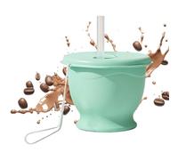 Generico Silicone Cup Foldable | 150ml Reusable Space-Saving with Straw Wrist Strap | Silicone Folding Coffee Cup for Travel | for Soda Beverage Kids Adults Teens Gym Picnic School