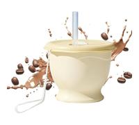 Generico Silicone Cup Foldable - 150ml Travel Coffee Cup, Portable Silicone Drinking Cups With Straw, Folding Beverage Mug | Reusable Gym Picnic School Outdoor Hydration Cups With Wrist Strap