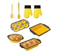 Generico Silikon-Backform | Flexibles Backgeschirr Set | Mit Topflappen Teigschaber Backpinsel | Stapelbares Backset für Muffins Brot Kekse Cupcakes Eier Donuts Toaster Backofen für die