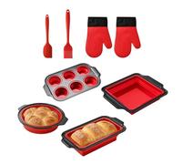 Generico Silikon-Backform | Flexibles Backgeschirr Set | Mit Topflappen Teigschaber Backpinsel | Stapelbares Backset für Muffins Brot Kekse Cupcakes Eier Donuts Toaster Backofen für die