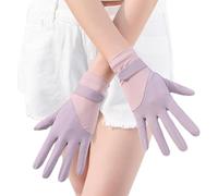 Generico Silk Gloves - 21cm Splicing Non Slip Thin Driving Gloves Ice Silk UV Protection Breathable Full Finger Sunscreen Glove For Women Princess Style Cycling Driving Summer Outdoor Wear