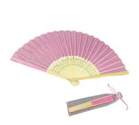 Generico Silk Hand fan- 20 cm Wooden Frame Fan, Vintage Style Folding Design, Lightweight Portable fan| Charming Party Decoration