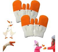 Generico Silly Goose Gloves, Funny Novelty Animal Gloves Women Winter with Thermal Soft Lining Cute Knit Mittens (2pcs)